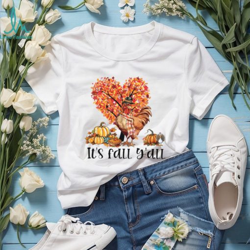 It’s Fall Y’all Chicken Under The Heart Autumn Tree Pumpkins   Thanksgiving Chicken Classic T Shirt