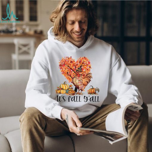 It’s Fall Y’all Chicken Under The Heart Autumn Tree Pumpkins   Thanksgiving Chicken Classic T Shirt