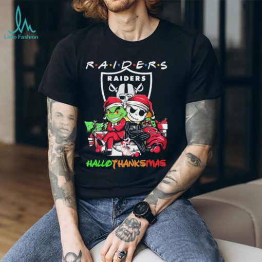Jack Skellington And The Grinch Las Vegas Raiders Hallothanksmas Shirt