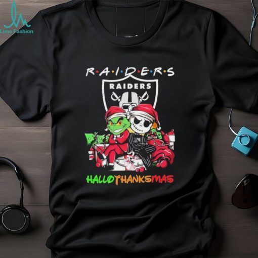 Jack Skellington And The Grinch Las Vegas Raiders Hallothanksmas Shirt