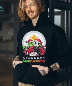 Jack Skellington And The Grinch Pittsburgh Steelers Hallothanksmas Shirt