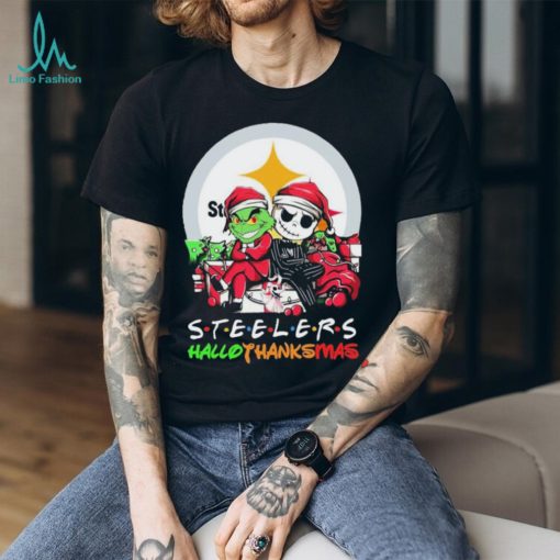 Jack Skellington And The Grinch Pittsburgh Steelers Hallothanksmas Shirt