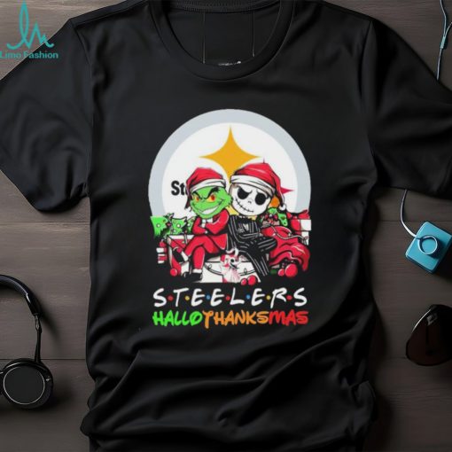 Jack Skellington And The Grinch Pittsburgh Steelers Hallothanksmas Shirt