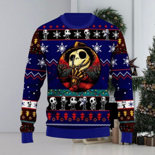 Jack Skellington Blue Knitted 3D Sweater For Christmas