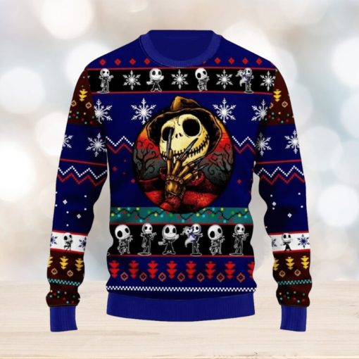 Jack Skellington Blue Knitted 3D Sweater For Christmas