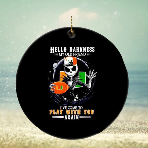 Jack Skellington Miami Hurricanes hello darkness my old friend ornament