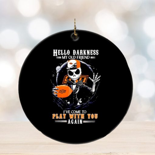 Jack Skellington Oklahoma State Cowboys hello darkness my old friend ornament