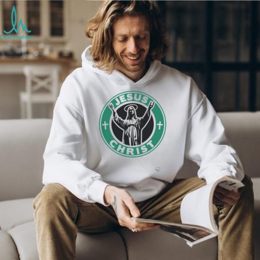 Jesus Christ Starbucks Logo Replacement Sticker shirt