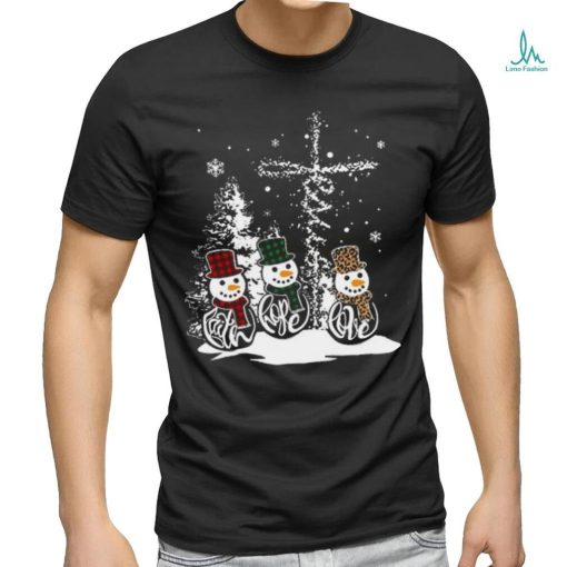 Jesus Faith Hope Love Snowman Funny Merry Xmas For Christian Long Sleeve T Shirt