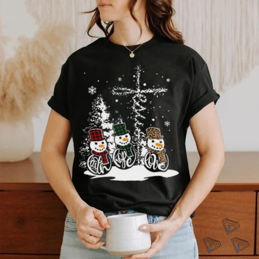 Jesus Faith Hope Love Snowman Funny Merry Xmas For Christian Long Sleeve T Shirt
