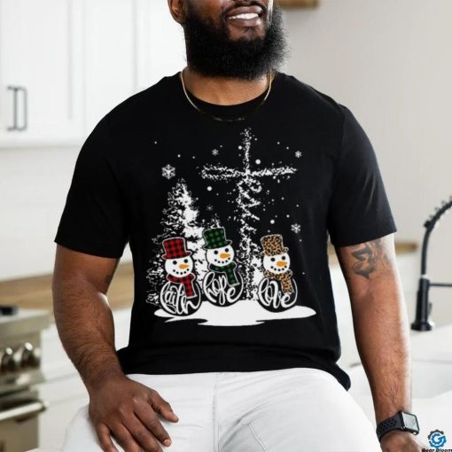 Jesus Faith Hope Love Snowman Funny Merry Xmas For Christian Long Sleeve T Shirt