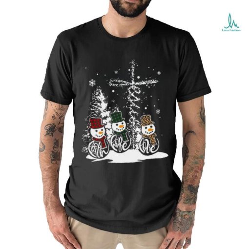 Jesus Faith Hope Love Snowman Funny Merry Xmas For Christian Long Sleeve T Shirt