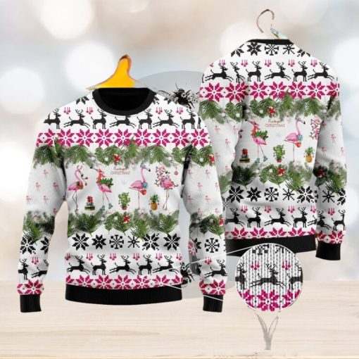 Jingle Bells And Pink Flamingo Ugly Christmas Sweater