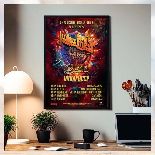 Judas Priest Invincible Shield Tour Europe 2024 Home Decor Poster Canvas