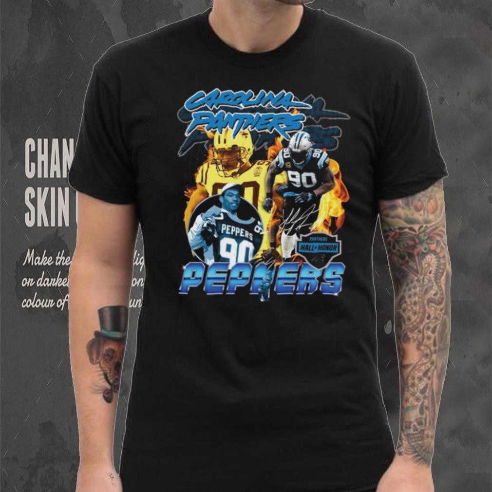 Julius Peppers Carolina Panthers Mitchell & Ness 2023 Hall of Honor T Shirt Julius Peppers Carolina Panthers Mitchell & Ness 2023 Hall of Honor T Shirt