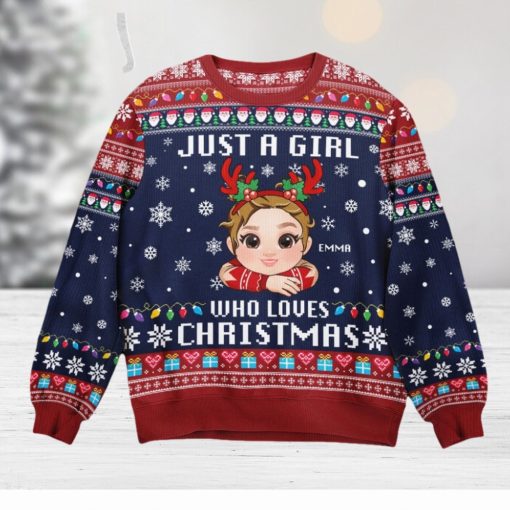 Just A Girl, Boy Who Loves Christmas   Personalized Ugly Sweater