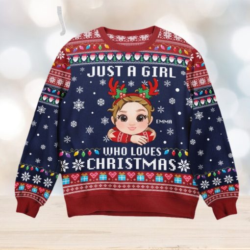 Just A Girl, Boy Who Loves Christmas   Personalized Ugly Sweater