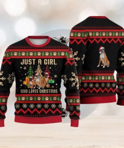 Just A Girl Who Loves Christmas Boxer Dog Sweater Trending For Men And Women Gift Holidays