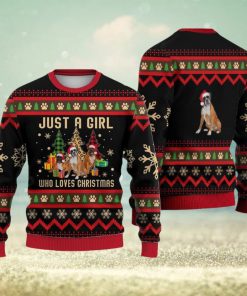 Just A Girl Who Loves Christmas Boxer Dog Sweater Trending For Men And Women Gift Holidays