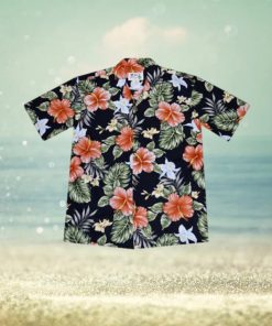 Kahala Hibiscus Black Cotton Poplin Men's Hawaiian Shirt