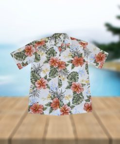 Kahala Hibiscus White Cotton Poplin Men's Hawaiian Shirt