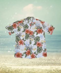 Kahala Hibiscus White Cotton Poplin Men's Hawaiian Shirt