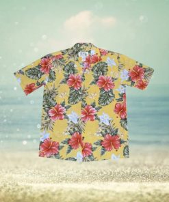 Kahala Hibiscus Yellow Cotton Poplin Men's Hawaiian Shirt