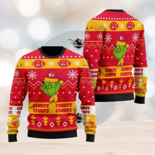 Kansas City Chiefs American NFL Football Team Logo Cute Grinch Ugly Christmas Sweater