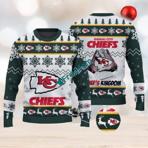 Kansas City Chiefs Fans Logo Snowflake Pattern Green Ugly Christmas Sweater