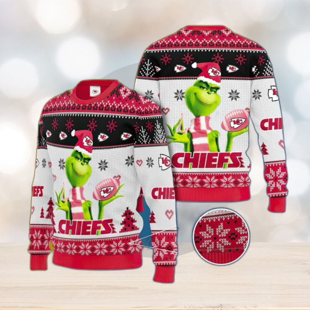 Kansas City Chiefs Ugly Christmas Sweater - Festive 12 Grinch Xmas Day  Design - NFL Ugly Christmas Sweaters