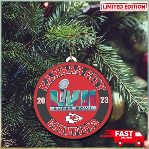 Kansas City Chiefs LVII Super Bowl 2023 Trophy Champions Christmas Tree Decorations Ornament