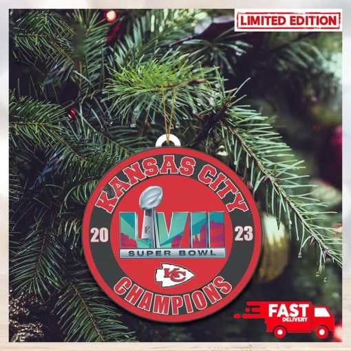 Kansas City Chiefs LVII Super Bowl 2023 Trophy Champions Christmas Tree Decorations Ornament