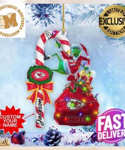 Kansas City Chiefs NFL Grinch Candy Cane Personalized Xmas Gifts Christmas Tree Decorations Ornament_78228050 1