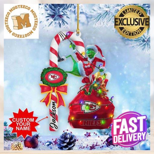 Kansas City Chiefs NFL Grinch Candy Cane Personalized Xmas Gifts Christmas Tree Decorations Ornament_78228050 1