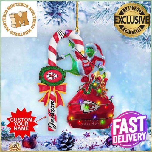 Kansas City Chiefs NFL Grinch Candy Cane Personalized Xmas Gifts Christmas Tree Decorations Ornament_78228050 1