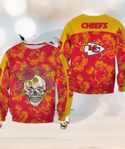 Kansas City Chiefs Skull And Rose Pattern Carolers Halloween Ugly Sweater For Men And Women Gift Christmas