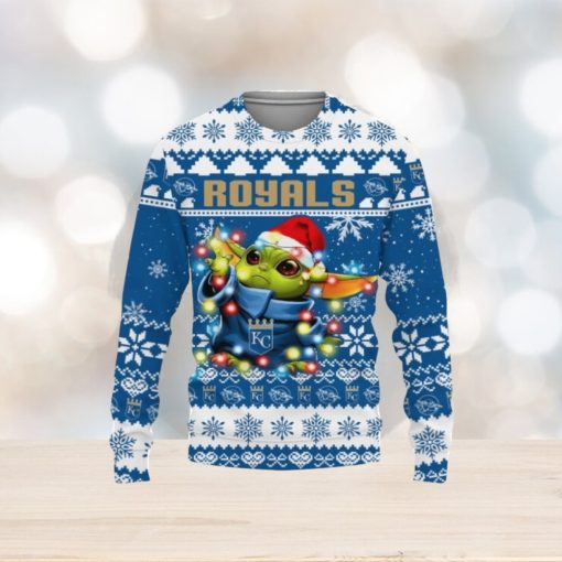 Kansas City Royals Baby Yoda Star Wars Christmas Gift 3D Ugly Christmas Sweater Christmas Holiday Family Gift