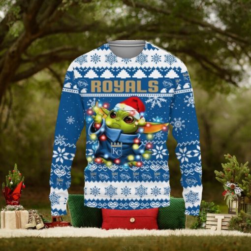 Kansas City Royals Baby Yoda Star Wars Christmas Gift 3D Ugly Christmas Sweater Christmas Holiday Family Gift