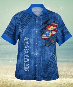 Kansas Jayhawks American Flag High Quality 3D Hawaiian Shirt Best For Fans Beach Gift For Men And Women