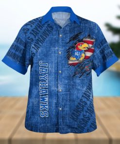 Kansas Jayhawks American Flag High Quality 3D Hawaiian Shirt Best For Fans Beach Gift For Men And Women