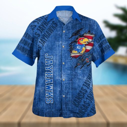 Kansas Jayhawks American Flag High Quality 3D Hawaiian Shirt Best For Fans Beach Gift For Men And Women