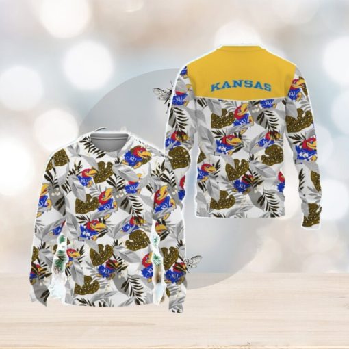 Kansas Jayhawks Champions Sports Hawaiian Tropical Patterns Shirt Ugly Christmas Sweater