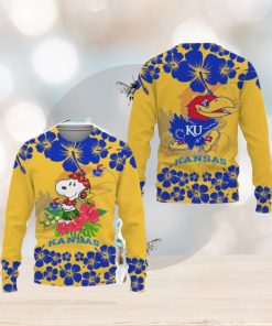 Kansas Jayhawks Champions Sports Hibiscus Hawaiian Patterns Shirt Ugly Christmas AOP Sweater