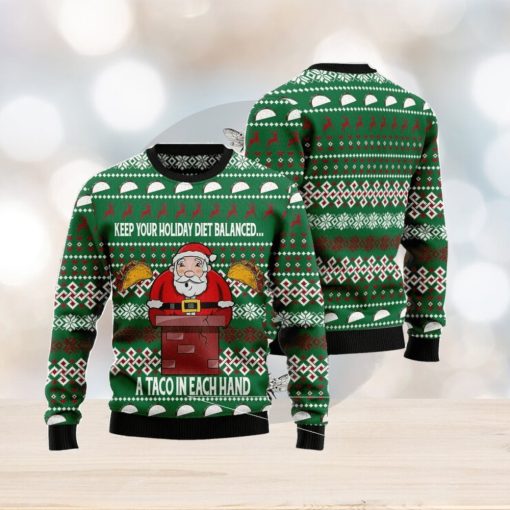 Keep Your Holiday Diet Balanced With Tacos Christmas Gift Ugly Christmas Sweater Xmas Holiday