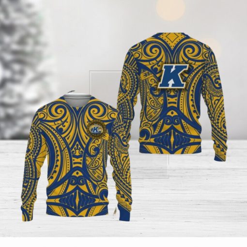 Kent State Golden Flashes Polynesian Tattoo Mix Team Knitted Christmas Sweater All Over Print