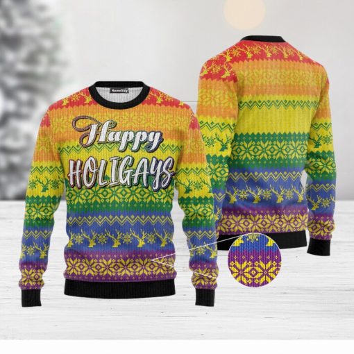 LGBT Gay Pride Happy Holigays Ugly Christmas 3D Sweater Gift For Men And Women