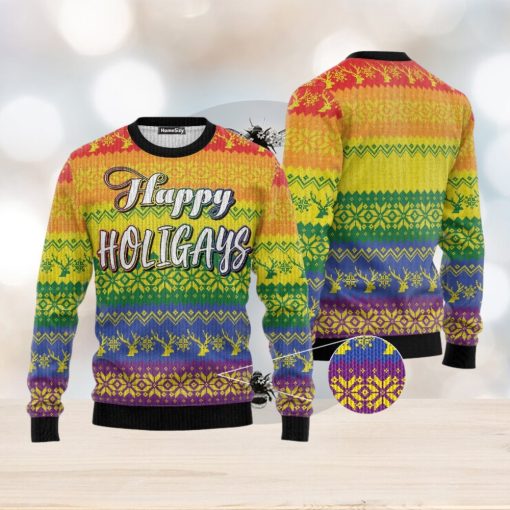 LGBT Gay Pride Happy Holigays Ugly Christmas 3D Sweater Gift For Men And Women