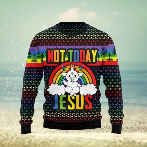 LGBT Not Today Jesus Christmas Unisex Ugly Sweater