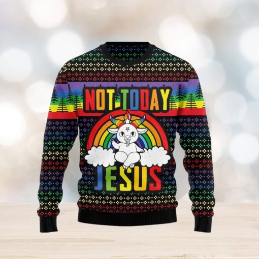 LGBT Not Today Jesus Christmas Unisex Ugly Sweater