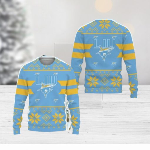 LIU Sharks Custom New Uniforms For Fan Gear Ugly Xmas AOP Sweater